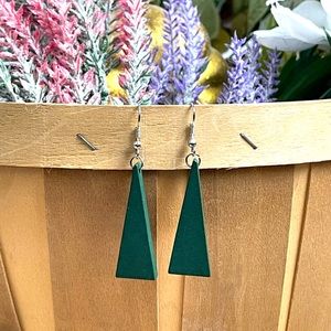 Geometric Shaped Dangle Green Earrings